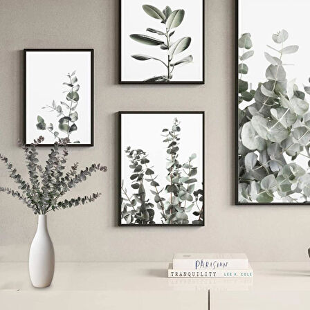 Yapay Çiçek Pastel Yeşil Kahverengi Okaliptus 48cm 3Dallı Uzun Dal Eucalyptus