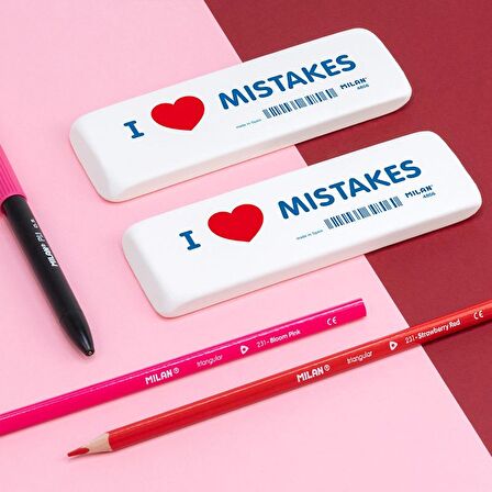 MILAN CNM4806 ESNEK SENTETİK SİLGİ(I LOVE MISTAKES) - 6ADET