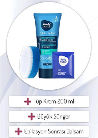 Body Natur Erkekler Için Duşta Vücut Tüy Dökücü Krem - Hair Removal Cream In Shower 200ml