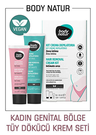 Body Natur Kadınlar İçin Genital Özel Bölge Tüy Dökücü Krem Seti T Bölgesi Tüy Dökücü & Uygulama Sonrası Balsam