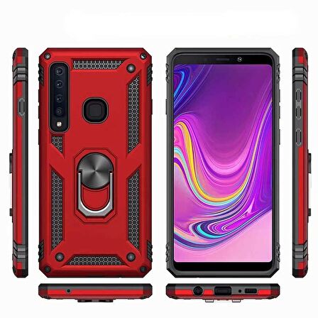 Gpack Samsung Galaxy A9 2018 Kılıf Vega Standlı Yüzüklü Mıknatıslı