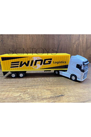 Volvo 4x2 ve Dorse Welly Tır Çekici Oyuncak Metal Tır Çekici Dorseli Oyuncak Tır Kapakları Açılır