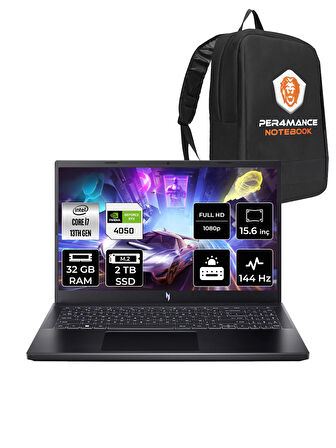 Acer Nitro V 15 i7 13620H 32GB 2TB SSD RTX4050/6GB 144Hz FHD 15.6" FDOS Gaming Laptop & PER4 ÇANTA