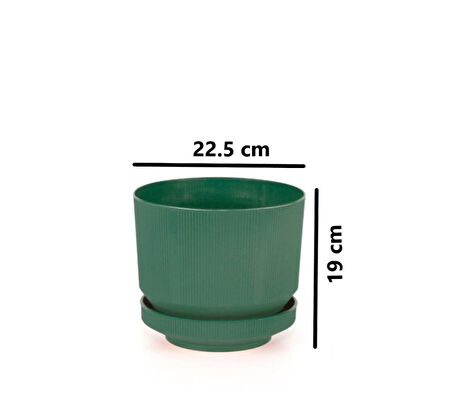 Omnipazar SO-S283 Dekoratif Tabaklı Lüks Çizgi Desenli Saksı 6 Litre