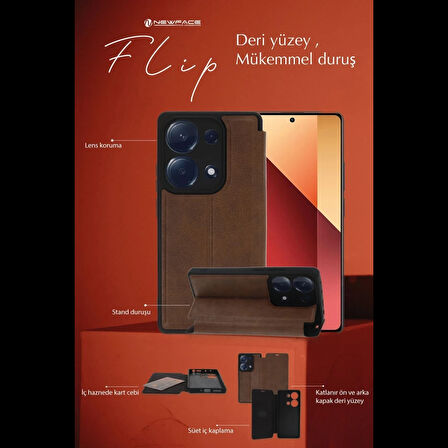 Newface Xiaomi Uyumlu Redmi 13C Kılıf Flip Cover