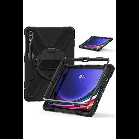 Newface Samsung Uyumlu Galaxy X610 Tab S9 FE Plus 12.4 Kılıf Amazing Tablet Kapak - Siyah