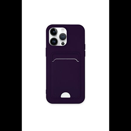 Newface iPhone 14 Pro Kılıf Kelvin Kartvizitli Silikon - Derin Mor