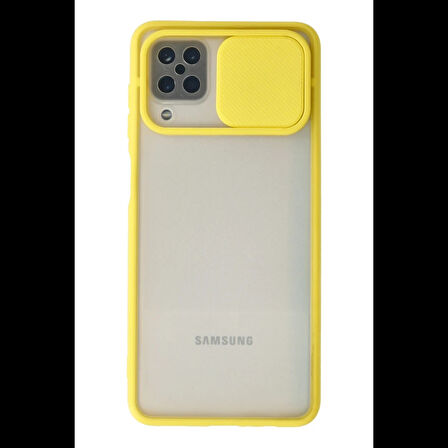 Newface Samsung Uyumlu Galaxy A12 Kılıf Palm Buzlu Kamera Sürgülü Silikon