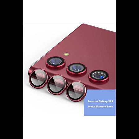 Newface Samsung Galaxy S23 Metal Kamera Lens - Kırmızı
