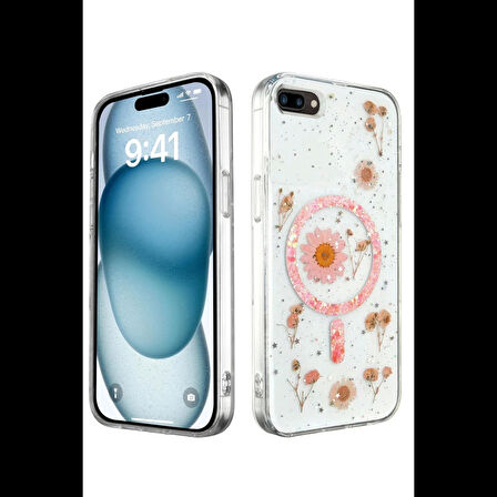 Newface iPhone 7 Plus Kılıf Daisy Simli Magsafe Kapak
