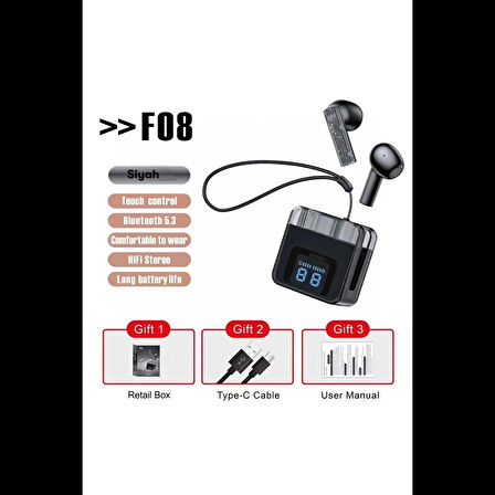 Karler Bass F08 Dijital Şarj Göstergeli TWS Bluetooth Kulaklık
