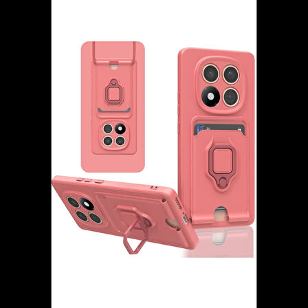 Xiaomi Uyumlu Redmi Note 14 Pro 4G Kılıf Zuma Kartvizitli Yüzüklü Silikon