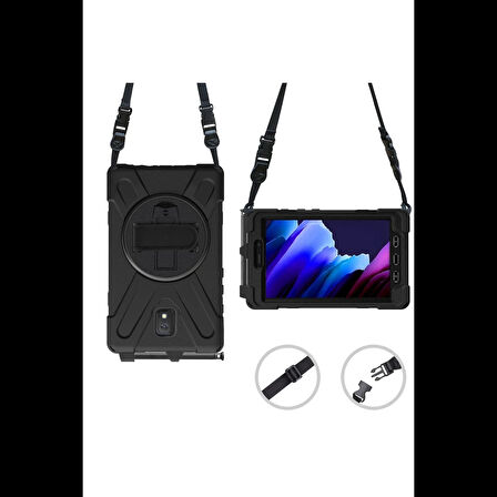Newface Samsung Uyumlu Galaxy T577 Tab Active 3 Kılıf Amazing Tablet Kapak - Siyah