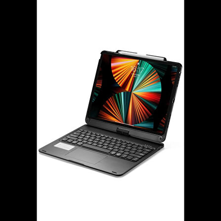 Newface iPad Pro 12.9 (2021) Kılıf Magic Dönen Klavyeli Tablet Kılıf