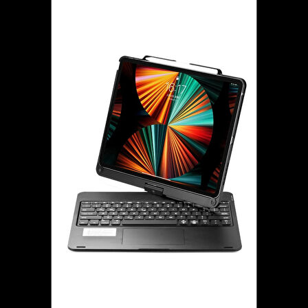 Newface iPad Pro 12.9 (2021) Kılıf Magic Dönen Klavyeli Tablet Kılıf