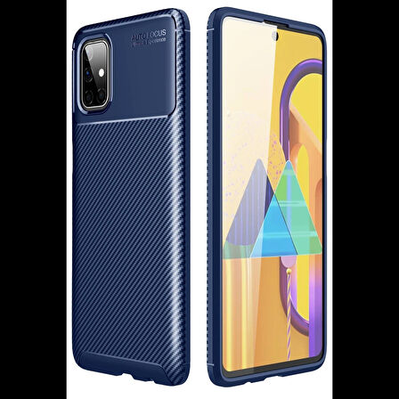 Newface Samsung Uyumlu Galaxy M51 Kılıf Auto Focus Karbon Kapak