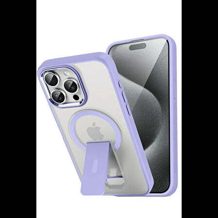 Newface iPhone 14 Pro Max Tork Magsafe Standlı Kapak - Lila