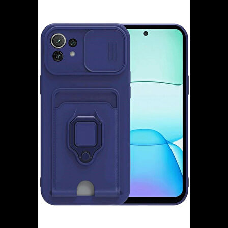 Newface Xiaomi Uyumlu Mİ 11 Lite Kılıf Zuma Kartvizitli Yüzüklü Silikon