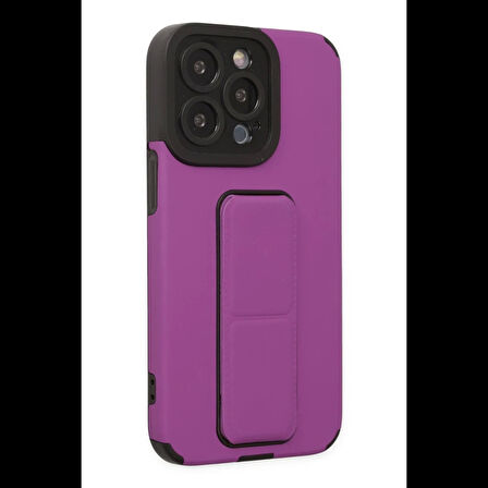 Newface iPhone 13 Pro Kılıf Mega Standlı Silikon - Mor