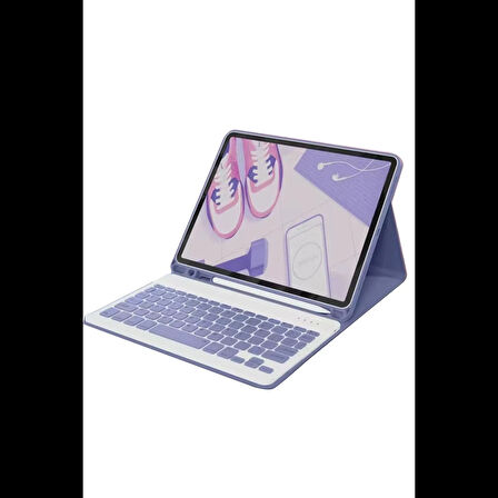 Joy Tekno iPad 5 Air 9.7 Kılıf KC01 Smart Klavyeli Tablet Kılıfı - Derin Mor