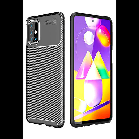 Samsung Galaxy M31S Kılıf Auto Focus Karbon Kapak