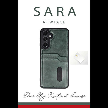 Newface Samsung Galaxy A16 5G Kılıf Sara Kartvizitli Deri Kılıf