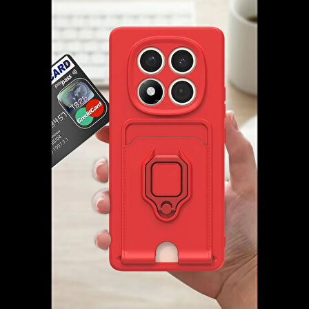 Xiaomi Uyumlu Redmi Note 14 Pro 4G Kılıf Zuma Kartvizitli Yüzüklü Silikon
