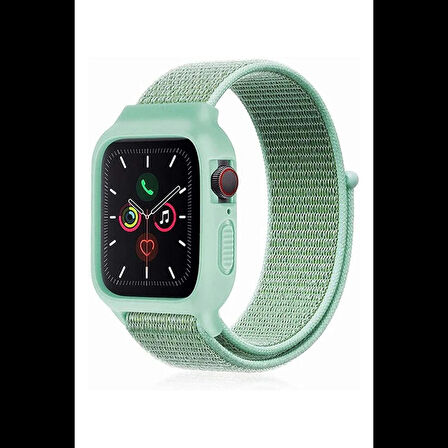 Newface Apple Watch 38mm Hasırlı Cırtcırtlı Kasalı Kordon