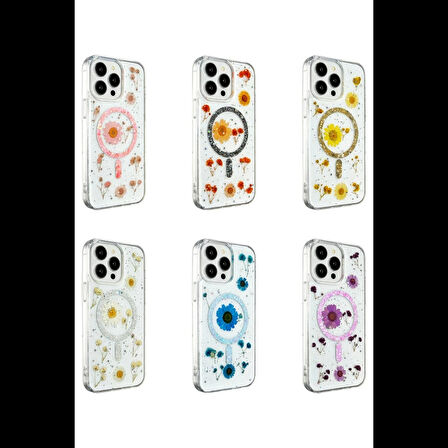 Newface iPhone 15 Pro Max Kılıf Daisy Simli Magsafe Kapak