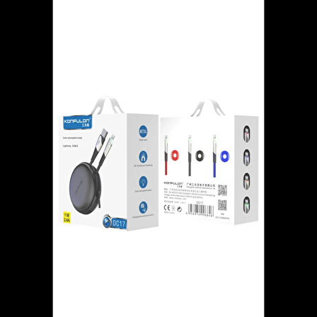 Konfulon DC17 Lightning Kablo iphone Uyumlu 1M 2.4A - Kırmızı