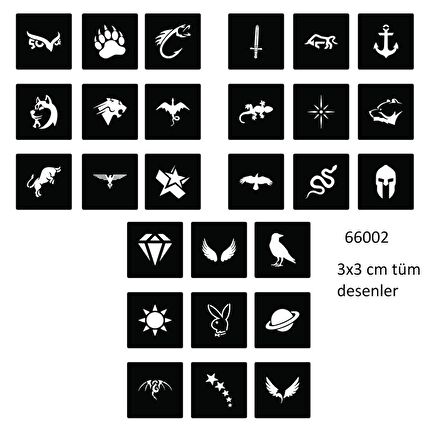 Minimal 27 Adet Erkek Deseni 3 cm Geçici Dövme Şablonu