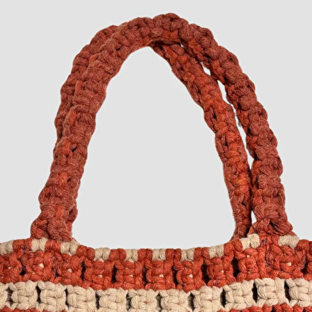 Uretti - Sevgi 6598 - El Yapımı Püsküllü Model Makrome Çanta 28cm - Bordo