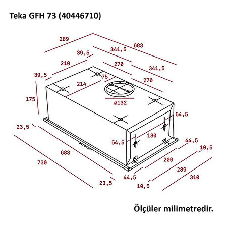 Teka GFH 73 Ankastre Canopy Aspiratör, 73 cm, Inox