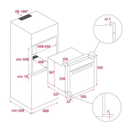 Teka - HLB 860 SS - Ankastre Multifonksiyonel Dijital Ekranlı Turbo Fırın - Siyah Cam - 70 lt - 41560090