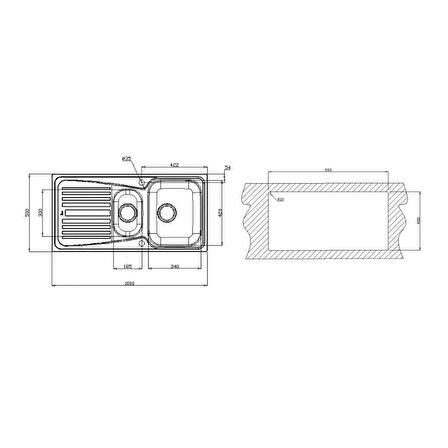 Teka Infant 60 Paslanmaz Çelik Sol Damlalıklı Mutfak Eviyesi 100x50 cm