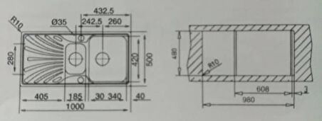 Teka Nerissa 1000x500 Mikro Keten Sol Eviye