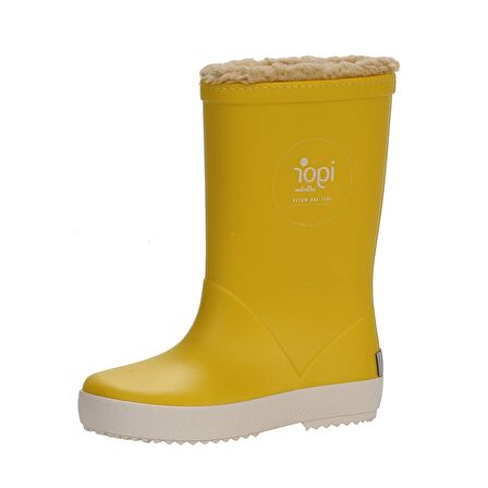 Igor W10207008 Topuksuz Kürklü Su Geçirmez Sarı Pvc Kız Çocuk Yağmur Çizmesi