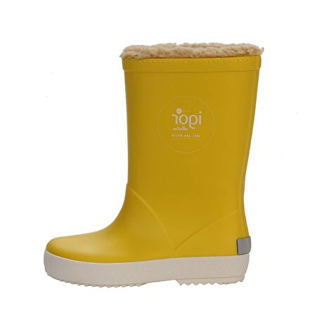Igor W10207008 Topuksuz Kürklü Su Geçirmez Sarı Pvc Kız Çocuk Yağmur Çizmesi