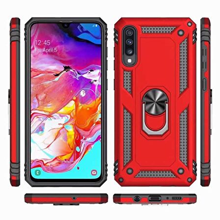 Gpack Samsung Galaxy A70 Kılıf Vega Yüzüklü MıknatıslıNano Glass