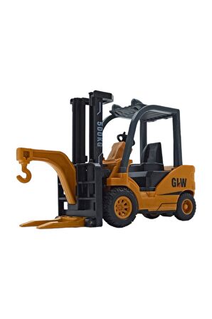 Gerçekçi Detaylarıyla Metal Forklift Ucuyla Sürtmeli Özellikli Oyuncak Forklift 13cm.