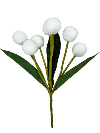 Yapay Çiçek Beyaz Pompon Çiçeği Dekoratif Yapay Çiçek 30*20cm