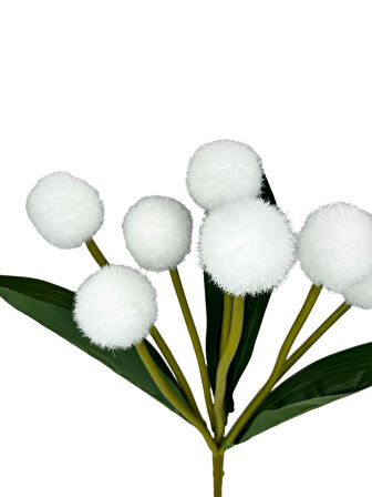 Yapay Çiçek Beyaz Pompon Çiçeği Dekoratif Yapay Çiçek 30*20cm