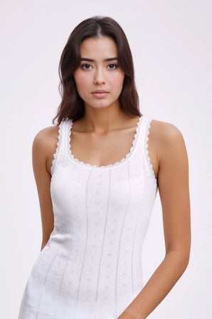 Kadın %100 Pamuklu Jakarlı Yumuşak Kumaş Kalın Askılı 2'li Atlet Qİ3K13LK5E.2L