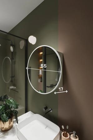 Oval Aynalı Banyo Dolabı Lavabo Üstü Kapaklı Banyo Aynası Duvar Dolabı