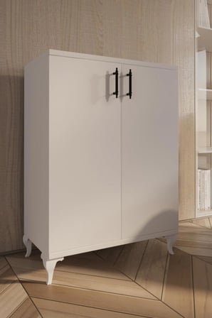Katre Çok Amaçlı Dolap, Ayakkabılık Dolabı, Erzak Dolabı, 60cm x 85cm, Beyaz Dolap