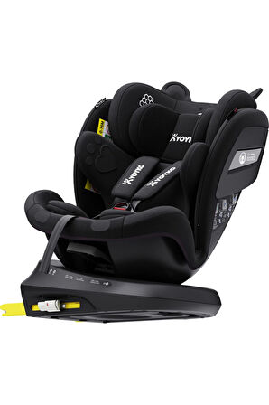 Yeni Bear 360 ° Dönebilir Yatabilir i-Size 0-36 Kg OtoKoltuğu ISOFIX/SIP/LATCH Siyah