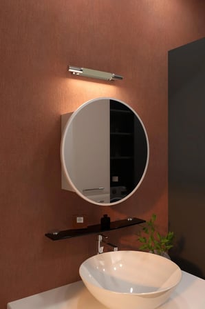 Oval Aynalı Banyo Dolabı Lavabo Üstü Kapaklı Banyo Aynası 