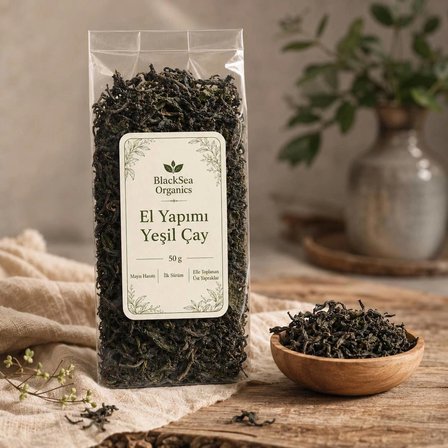 BlackSea Organics El Yapımı Yeşil Çay 50 gr | Katkısız Doğal Mayıs Hasatı Üst Yaprak