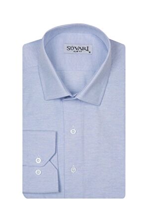 Süvari Classics Smart Sport Dar Kalıp Takım Elbise Gömleği Düz Mavi Slim Fit Cepsiz