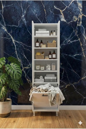 Kapadokya 2 Kapaklı Çok Amaçlı Dolap Kirli Çamaşır Sepetli Banyo Çamaşır Dolabı